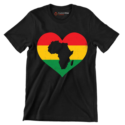 African Map Heart Distressed Design - Martin Luther King T-Shirt-Black-S-Custom One Express
