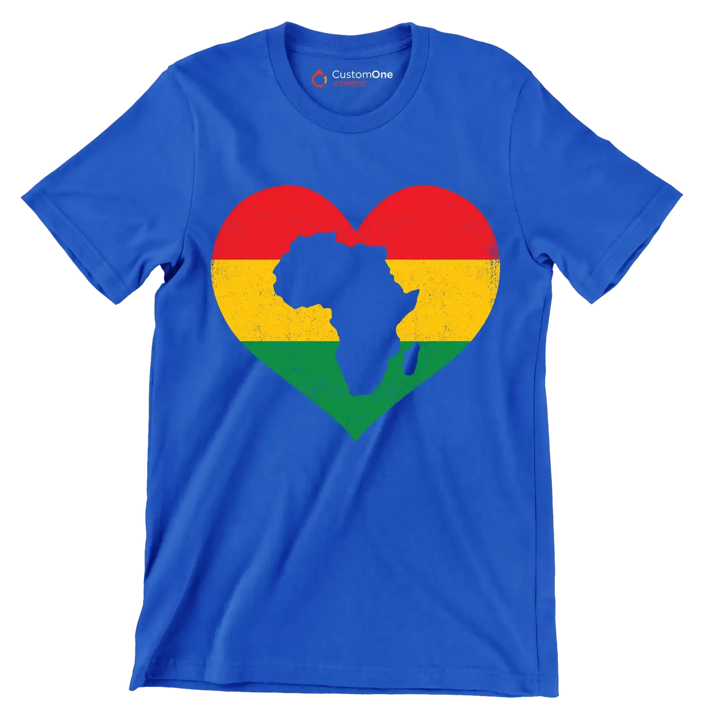 African Map Heart Distressed Design - Martin Luther King T-Shirt-Blue-S-Custom One Express