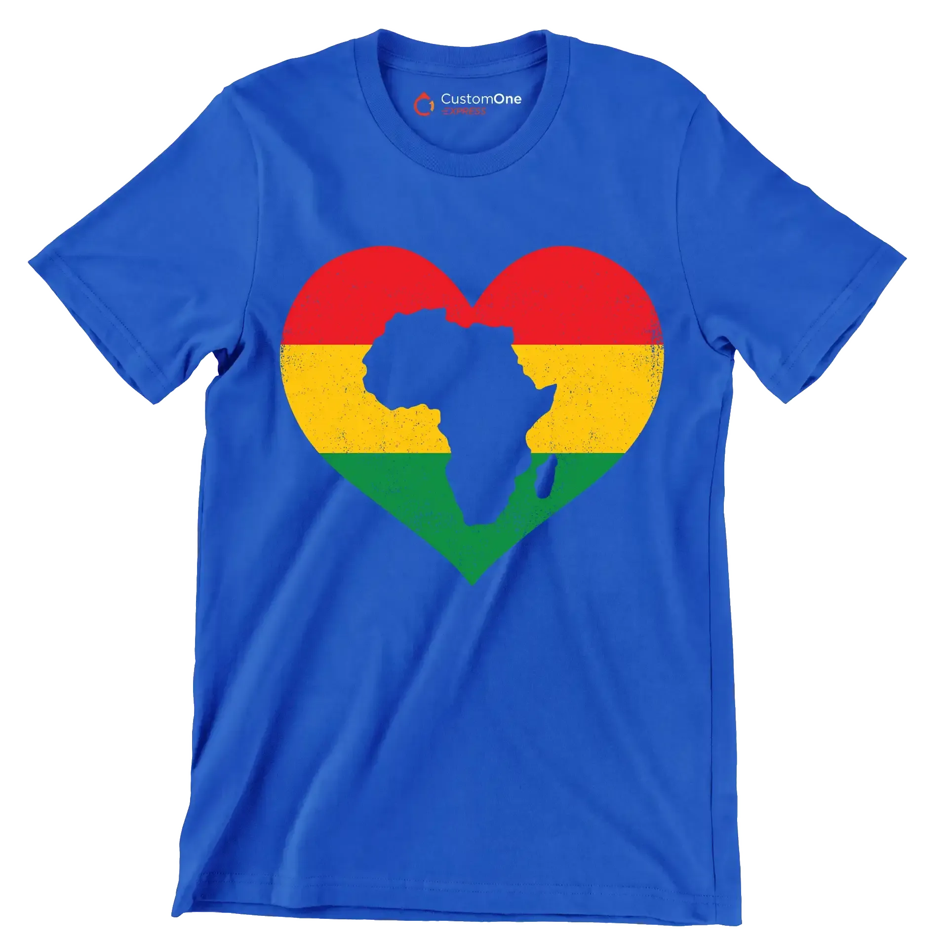 African Map Heart Distressed Design - Martin Luther King T-Shirt-Blue-S-Custom One Express