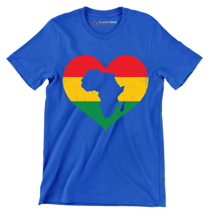 African Map Heart Distressed Design - Martin Luther King T-Shirt-Blue-S-Custom One Express