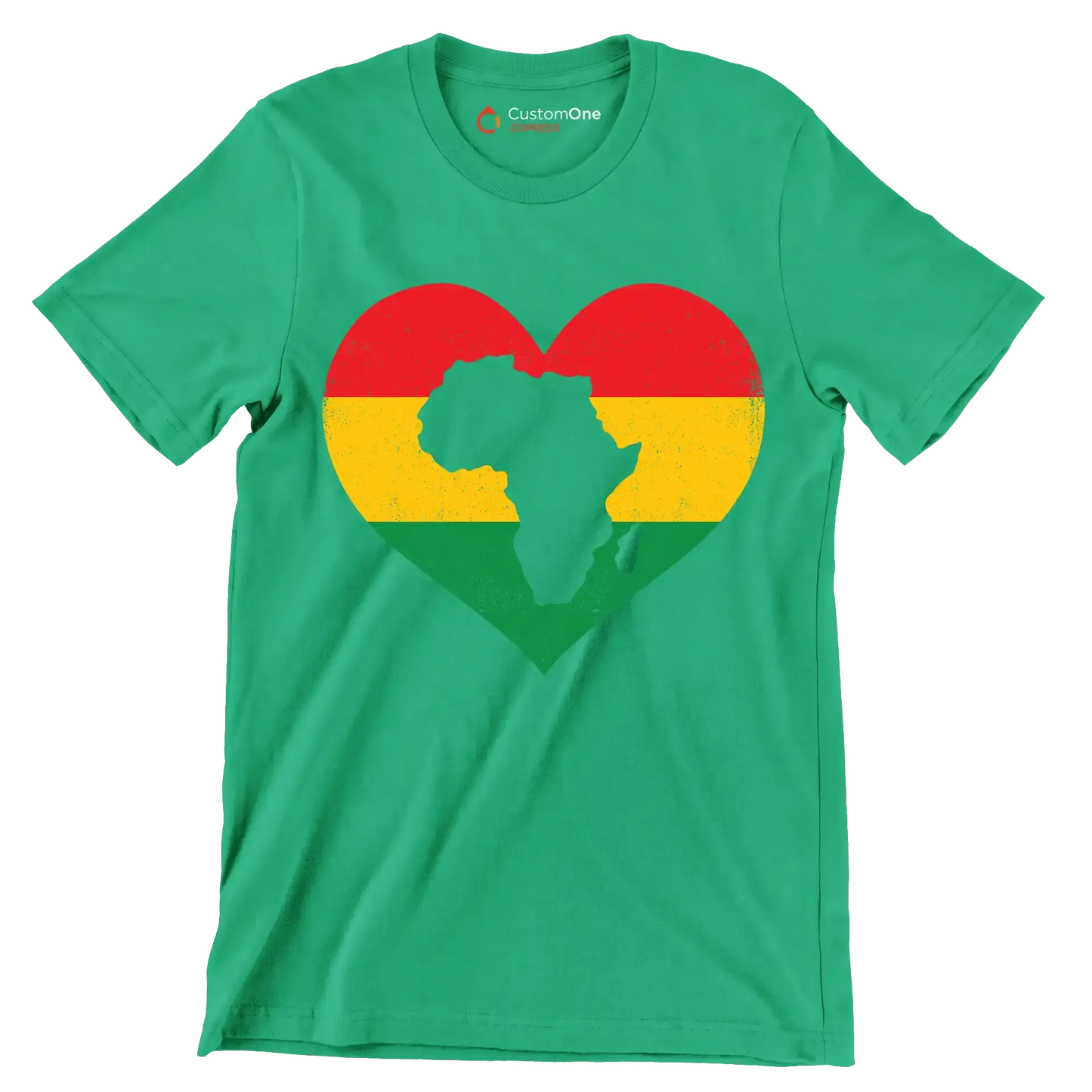 African Map Heart Distressed Design - Martin Luther King T-Shirt-Green-S-Custom One Express