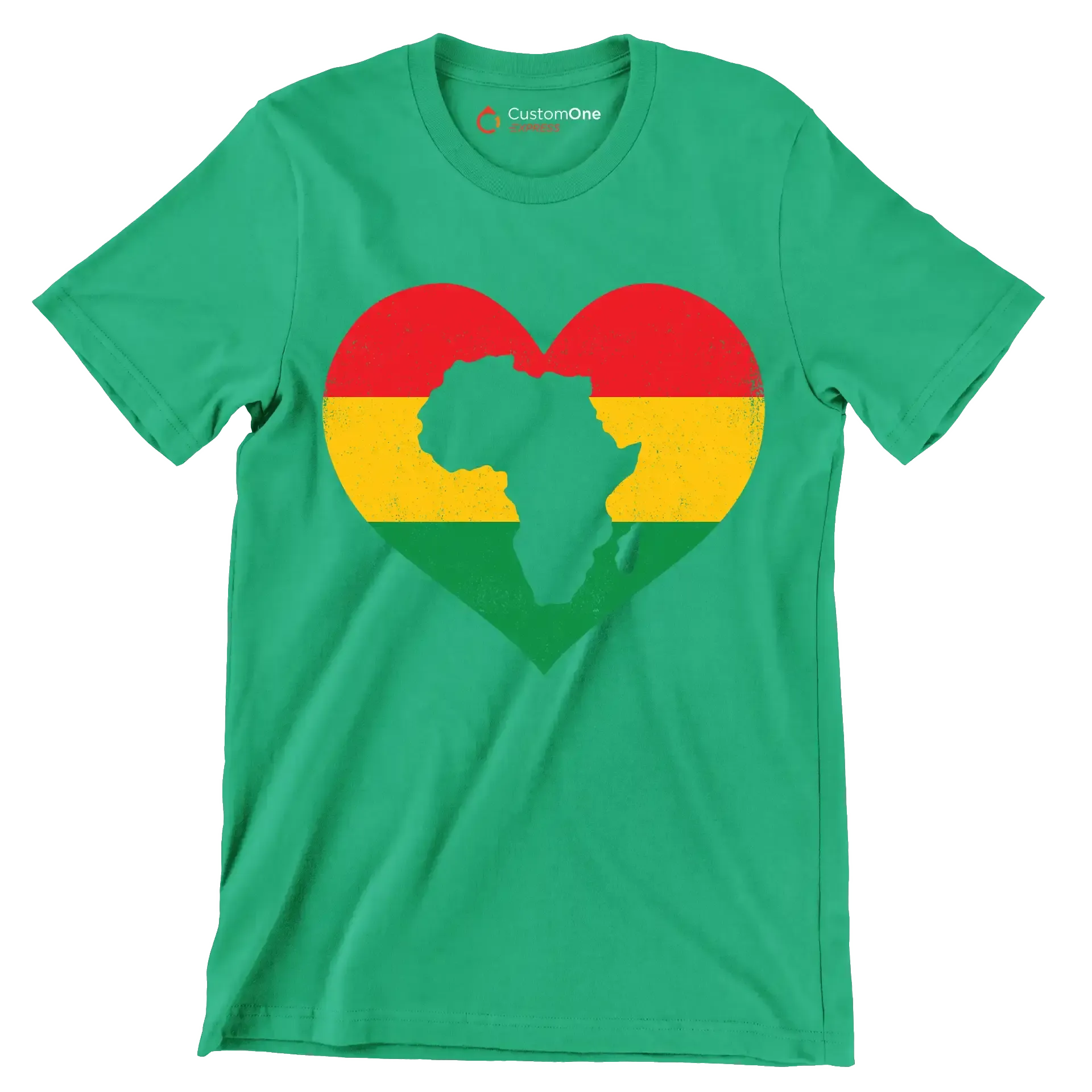 African Map Heart Distressed Design - Martin Luther King T-Shirt-Green-S-Custom One Express
