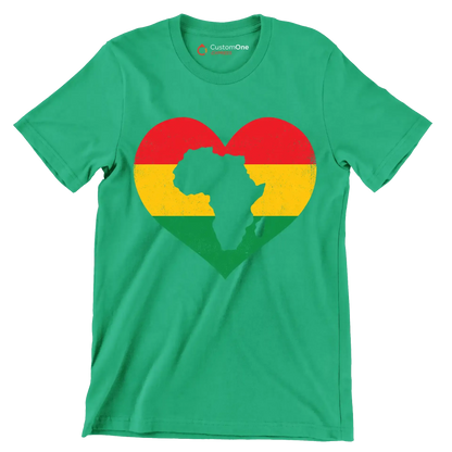 African Map Heart Distressed Design - Martin Luther King T-Shirt-Green-S-Custom One Express