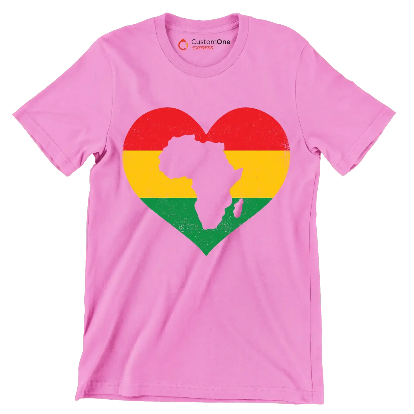 African Map Heart Distressed Design - Martin Luther King T-Shirt-Pink-S-Custom One Express