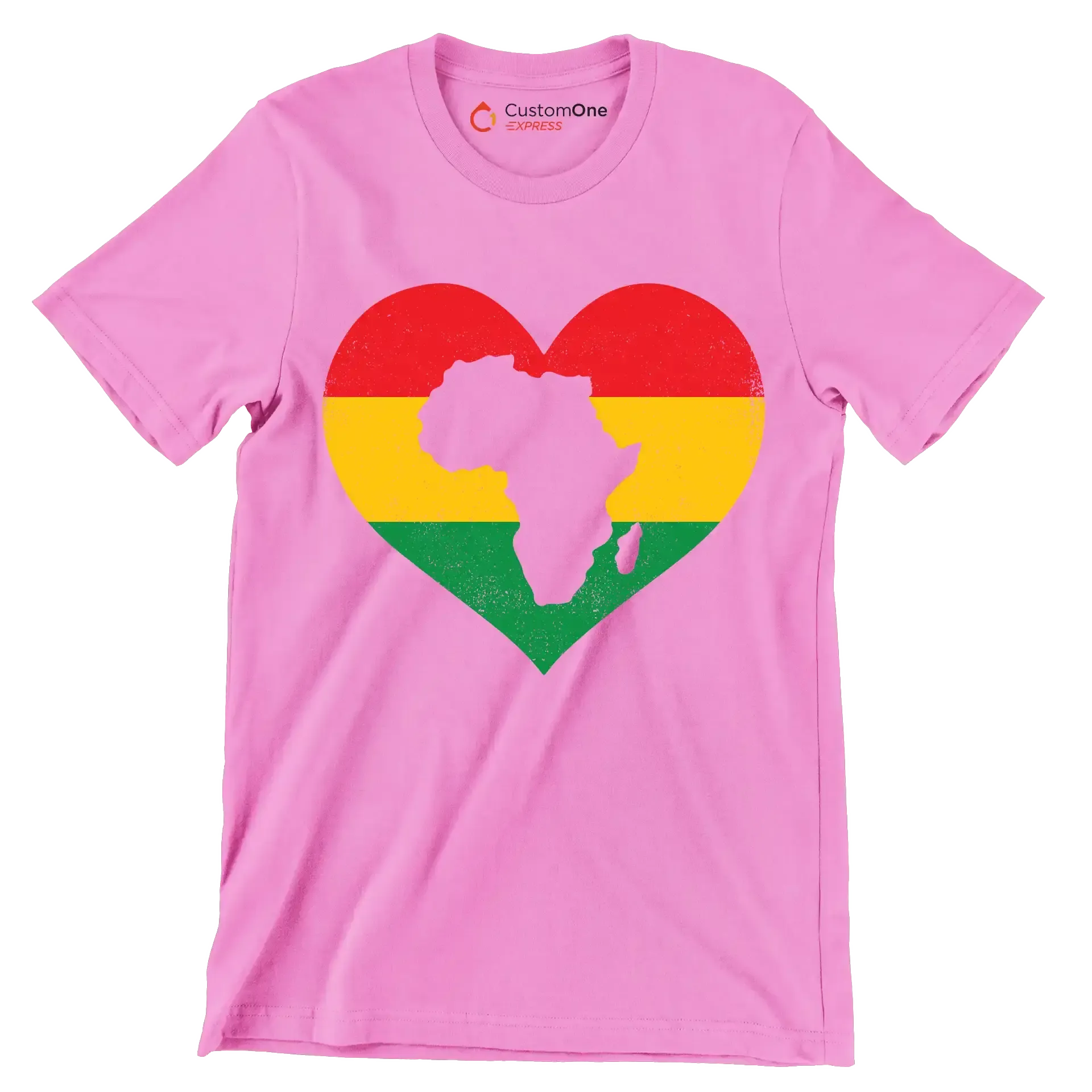 African Map Heart Distressed Design - Martin Luther King T-Shirt-Pink-S-Custom One Express