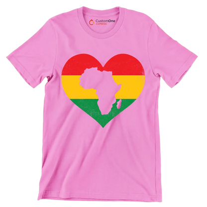 African Map Heart Distressed Design - Martin Luther King T-Shirt-Pink-S-Custom One Express