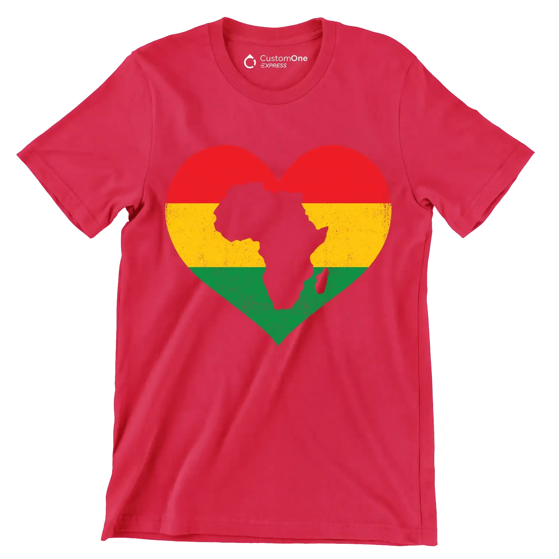 African Map Heart Distressed Design - Martin Luther King T-Shirt-Red-S-Custom One Express