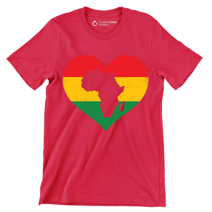African Map Heart Distressed Design - Martin Luther King T-Shirt-Red-S-Custom One Express