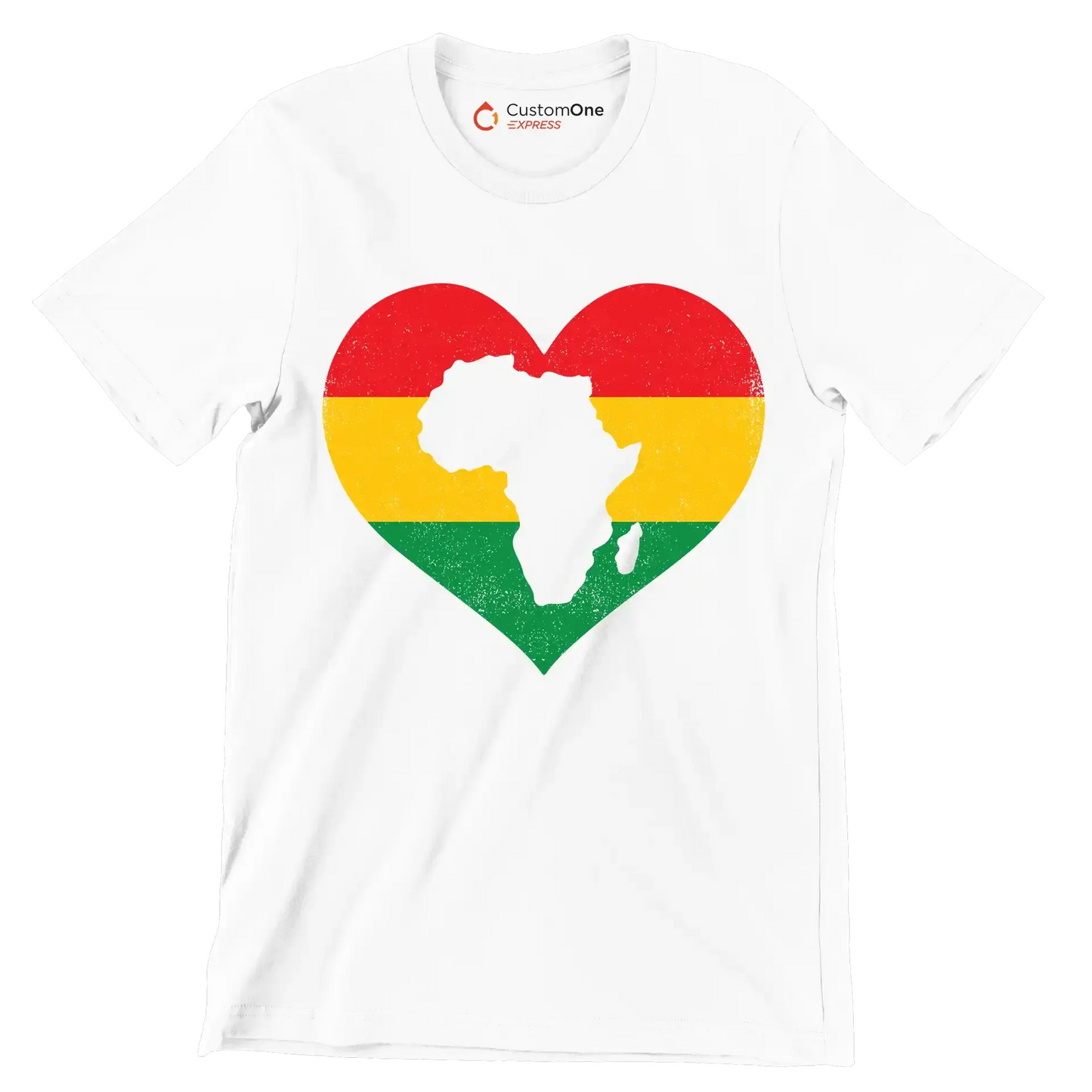 African Map Heart Distressed Design - Martin Luther King T-Shirt-White-S-Custom One Express