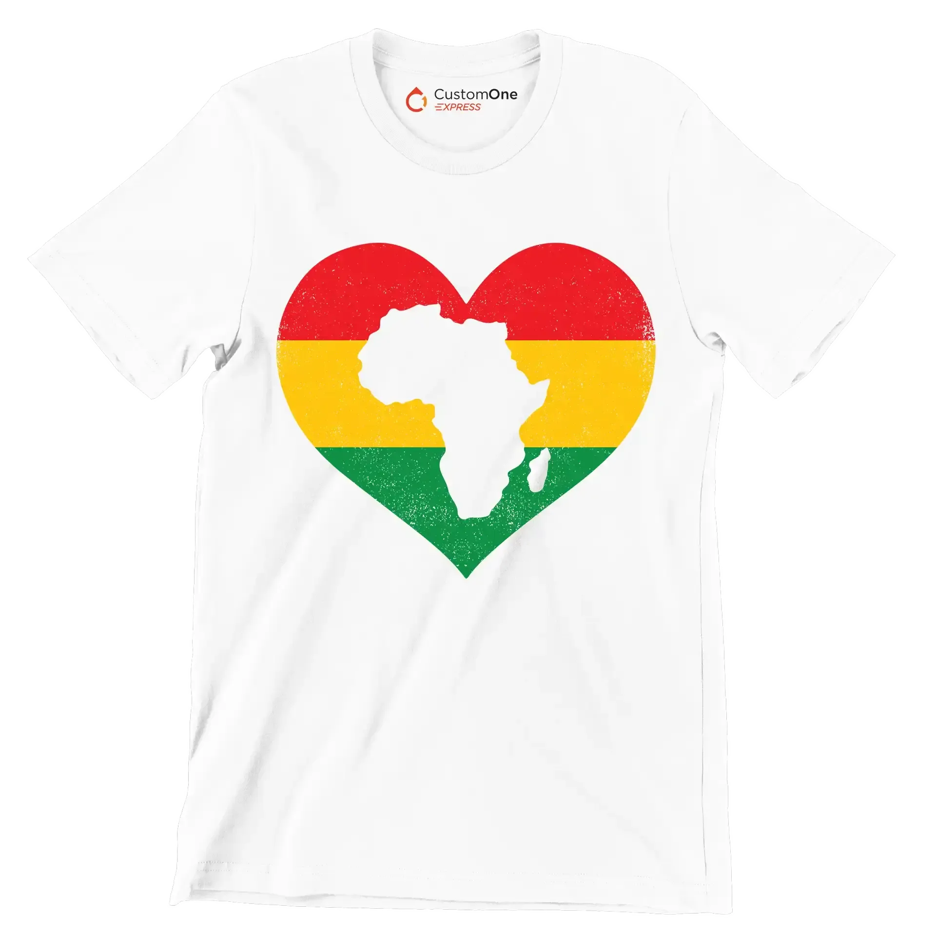African Map Heart Distressed Design - Martin Luther King T-Shirt-White-S-Custom One Express