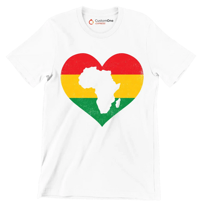 African Map Heart Distressed Design - Martin Luther King T-Shirt-White-S-Custom One Express