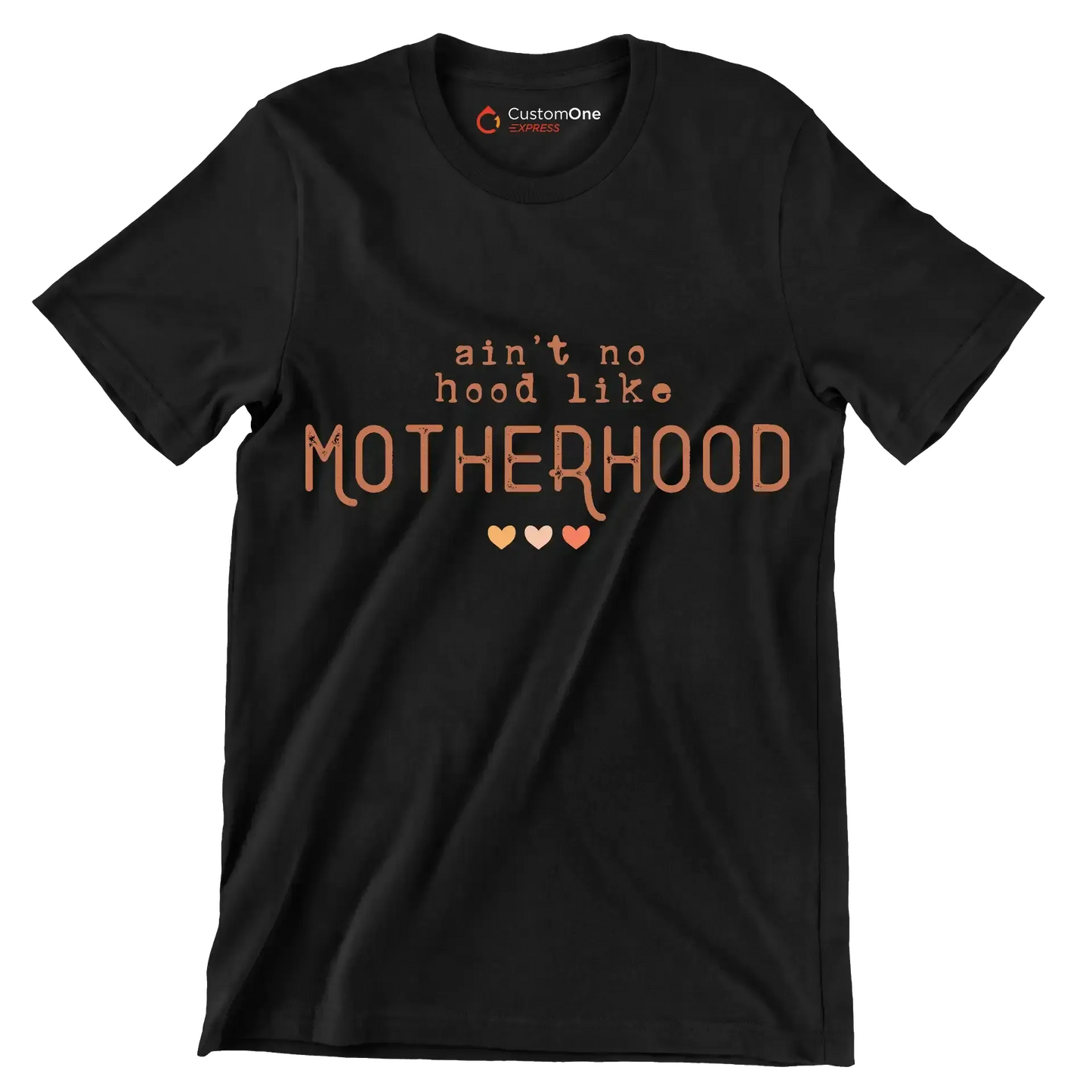 Aint No Hood Like Motherhood - Mother’s Day T-Shirt-Black-S-Custom One Express