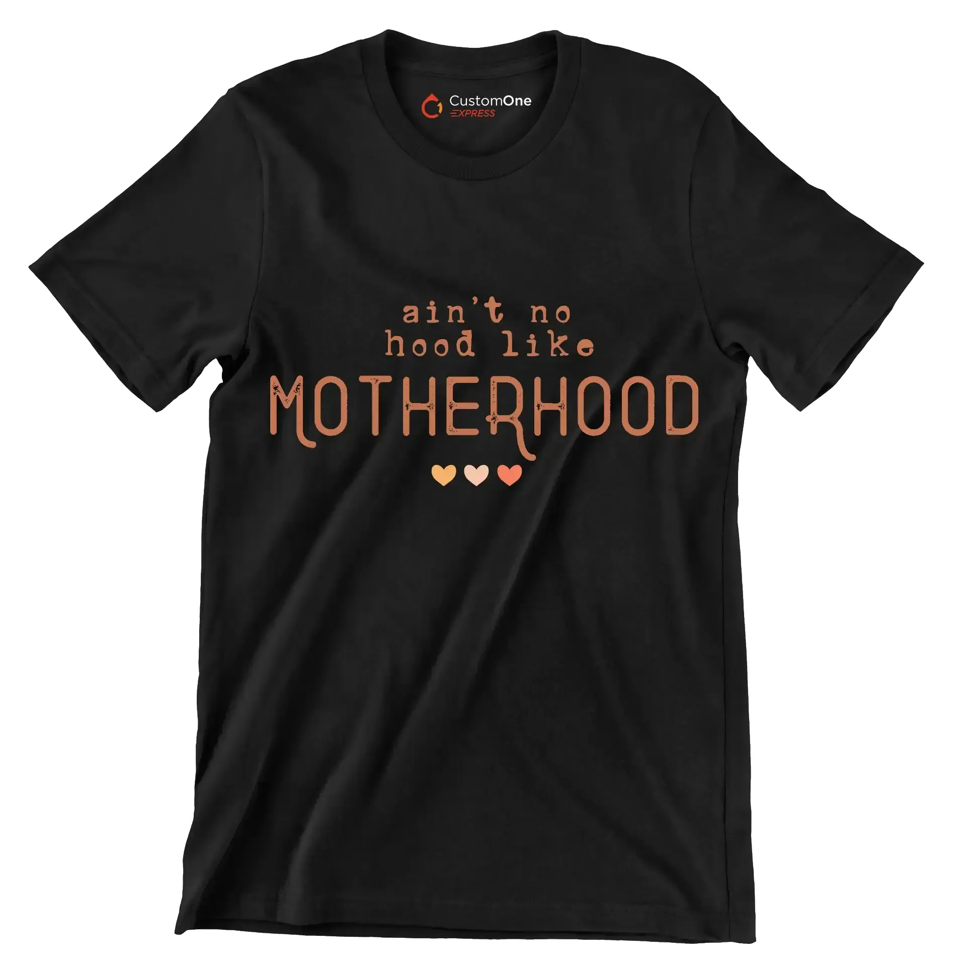 Aint No Hood Like Motherhood - Mother’s Day T-Shirt-Black-S-Custom One Express