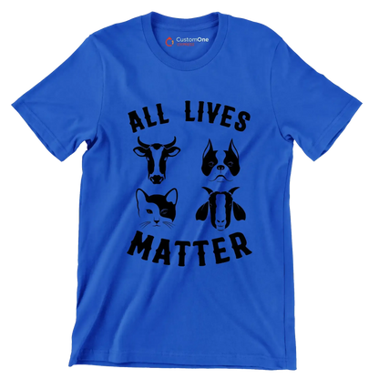 All lives matter - Vegan Themed T-Shirt-Blue-S-Custom One Express
