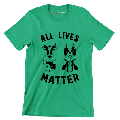 All lives matter - Vegan Themed T-Shirt-Green-S-Custom One Express