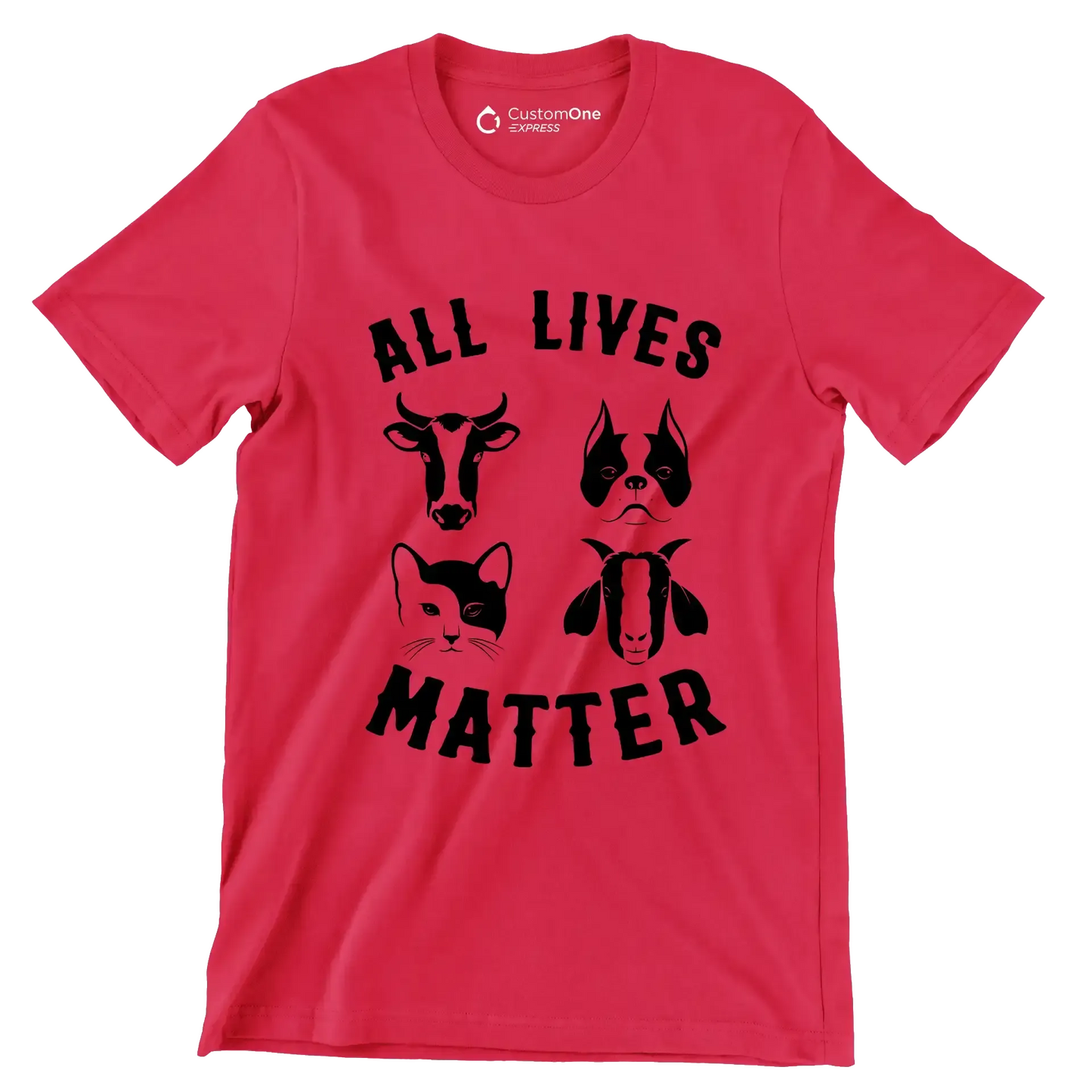 All lives matter - Vegan Themed T-Shirt-Red-S-Custom One Express