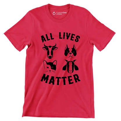 All lives matter - Vegan Themed T-Shirt-Red-S-Custom One Express