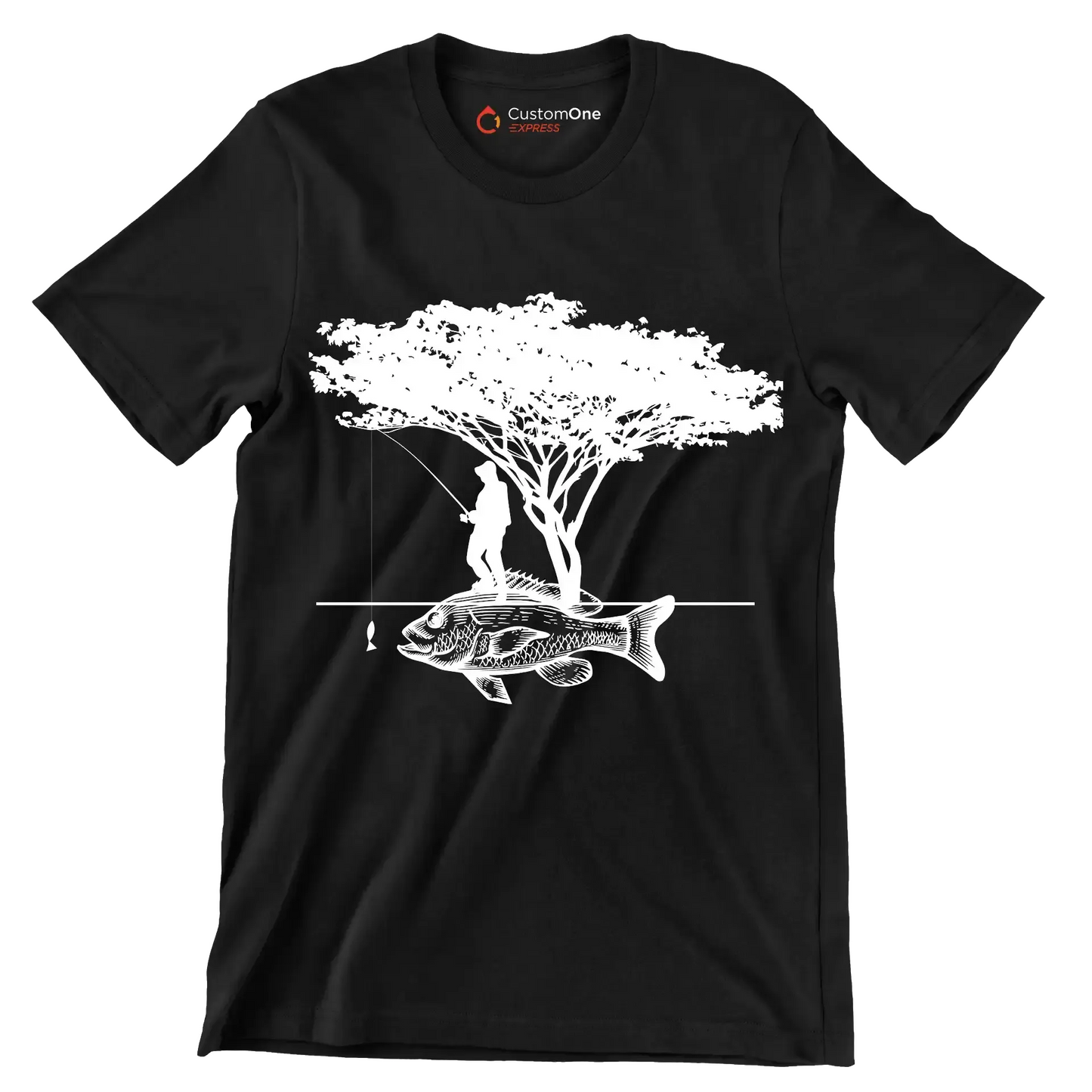 Angler's Haven - Fishing Themed T-Shirt-Black-S-Custom One Express
