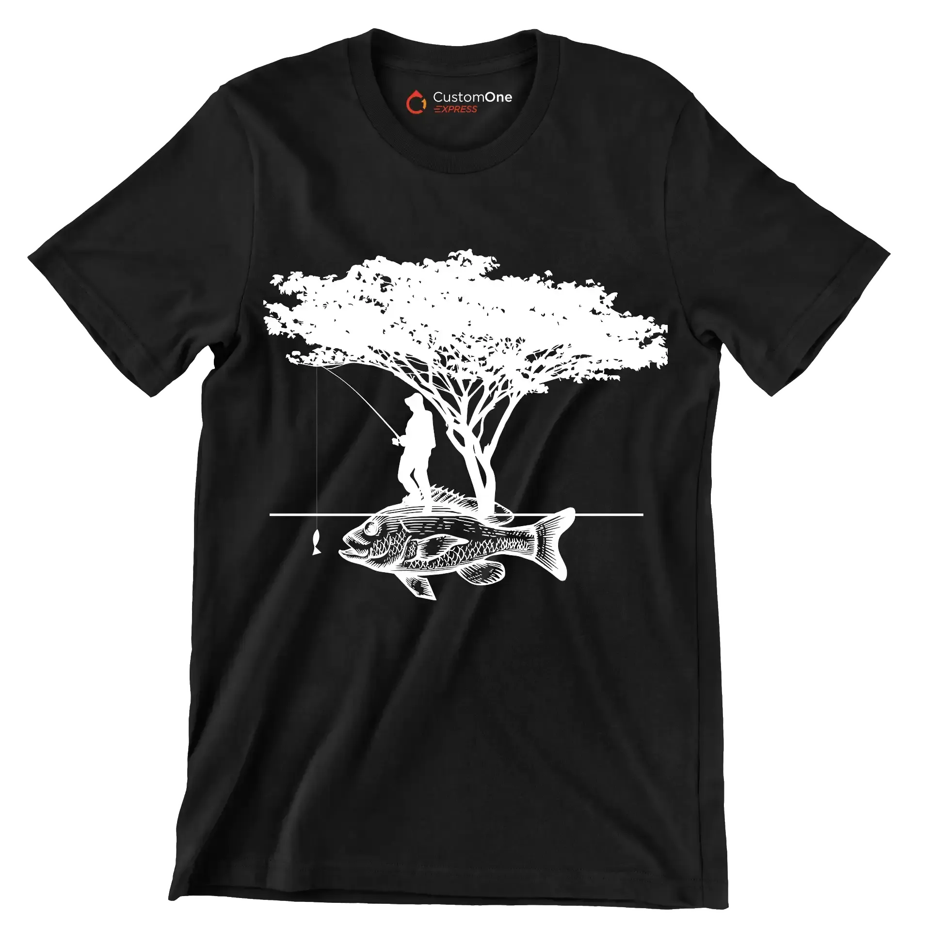 Angler's Haven - Fishing Themed T-Shirt-Black-S-Custom One Express
