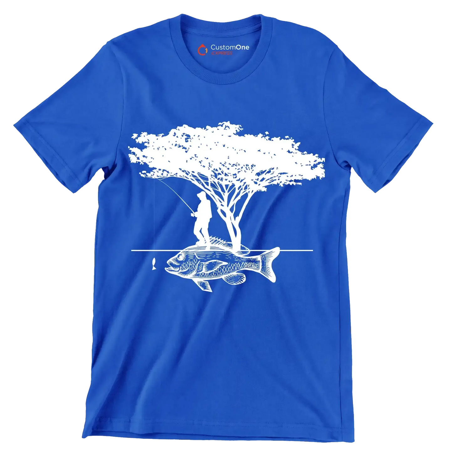 Angler's Haven - Fishing Themed T-Shirt-Blue-S-Custom One Express