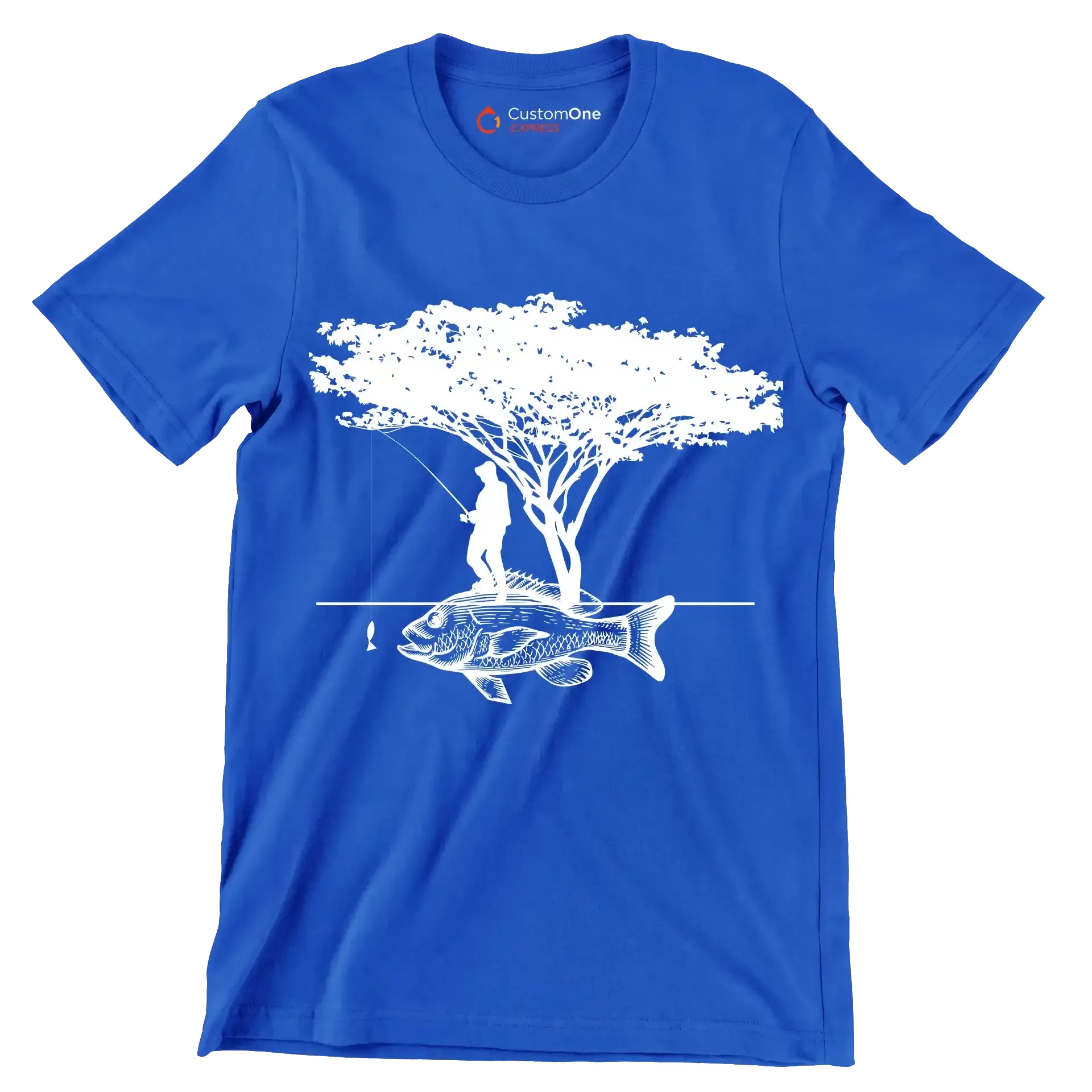 Angler's Haven - Fishing Themed T-Shirt-Blue-S-Custom One Express
