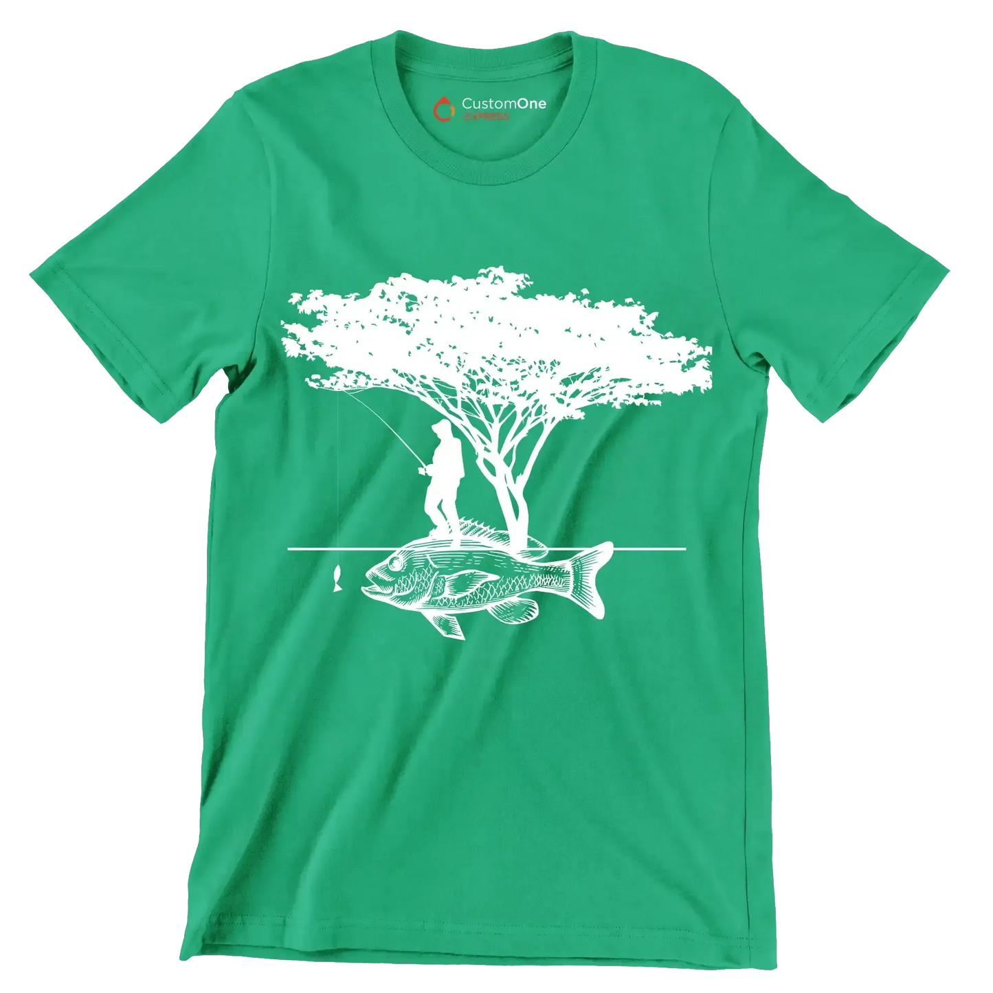 Angler's Haven - Fishing Themed T-Shirt-Green-S-Custom One Express