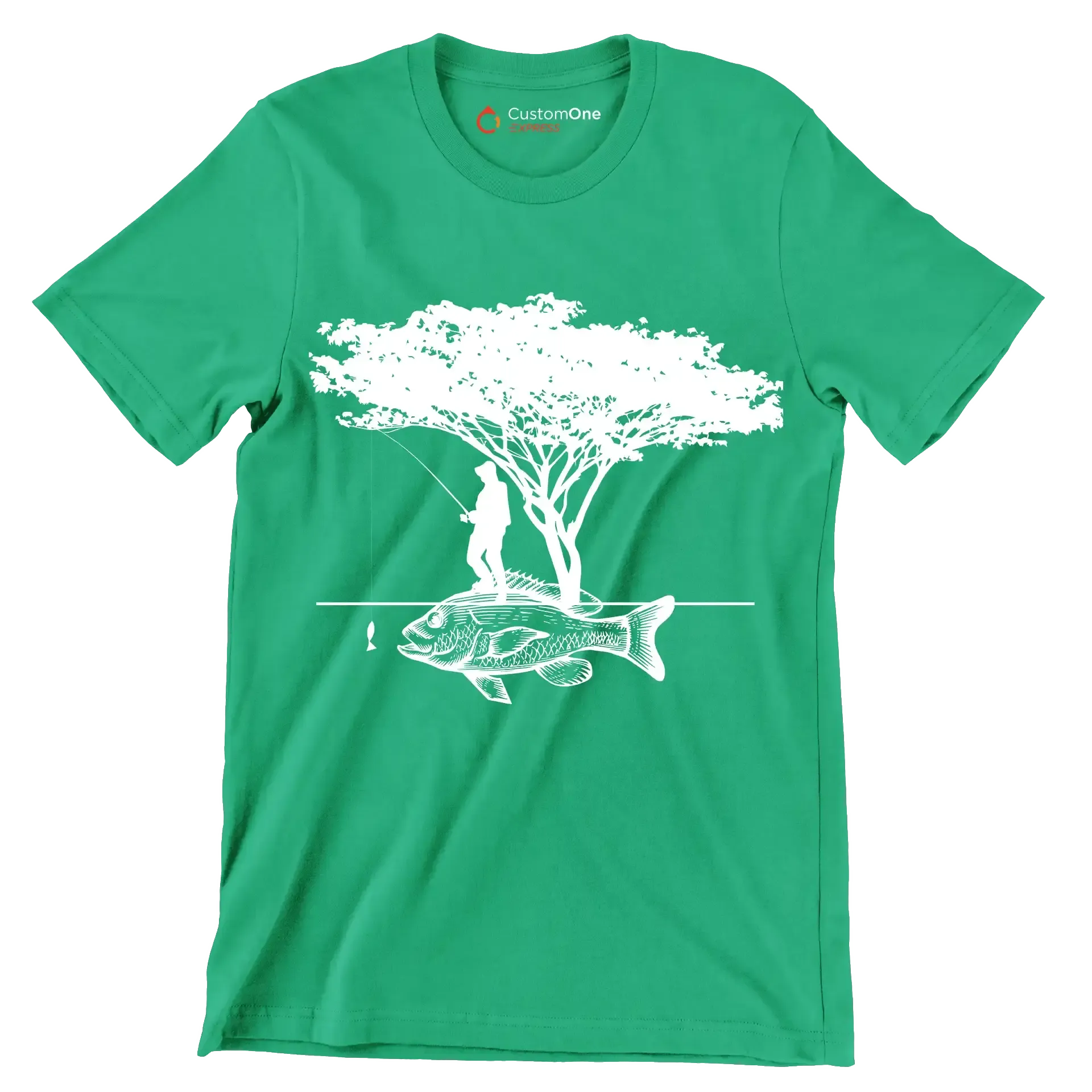 Angler's Haven - Fishing Themed T-Shirt-Green-S-Custom One Express