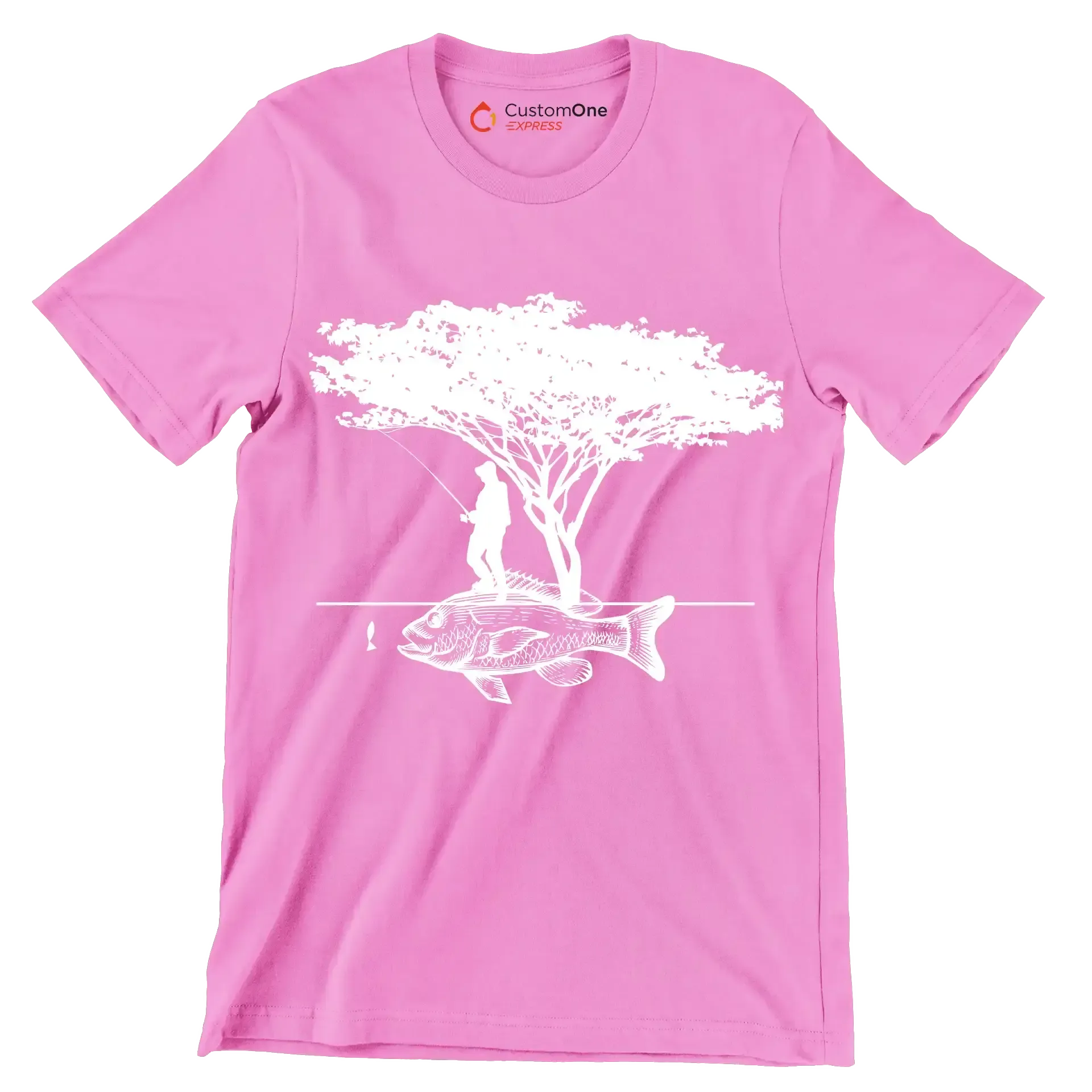 Angler's Haven - Fishing Themed T-Shirt-Pink-S-Custom One Express