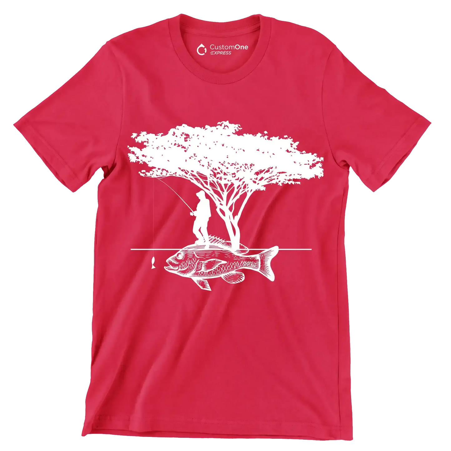 Angler's Haven - Fishing Themed T-Shirt-Red-S-Custom One Express