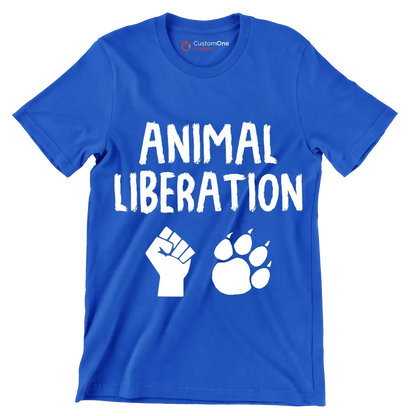 Animal Liberation - Vegan Themed T-Shirt-Blue-S-Custom One Express