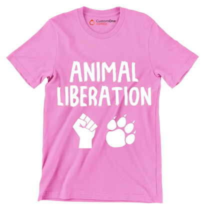 Animal Liberation - Vegan Themed T-Shirt-Pink-S-Custom One Express