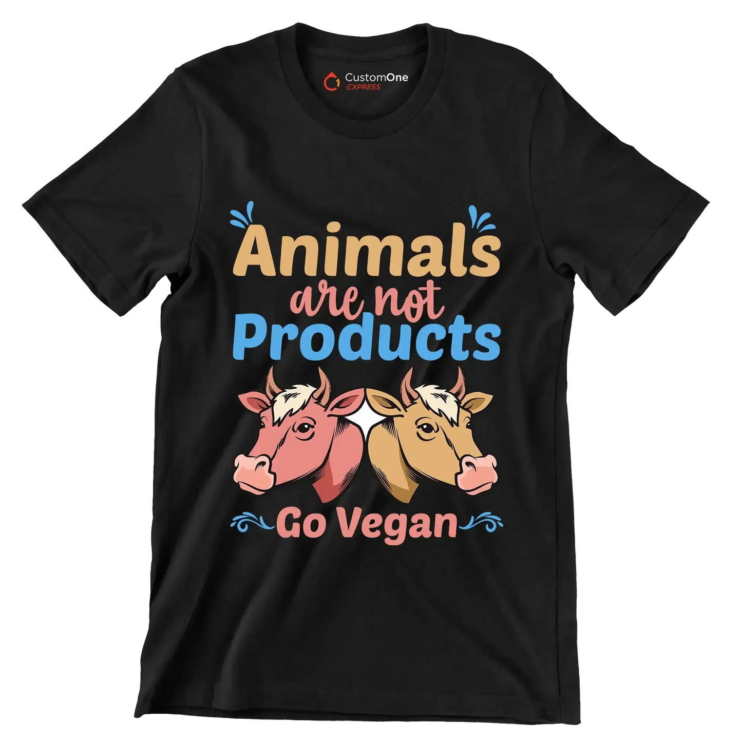 Animals are not products go Vegan - Vegan Themed T-Shirt-Black-S-Custom One Express