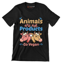 Animals are not products go Vegan - Vegan Themed T-Shirt-Black-S-Custom One Express