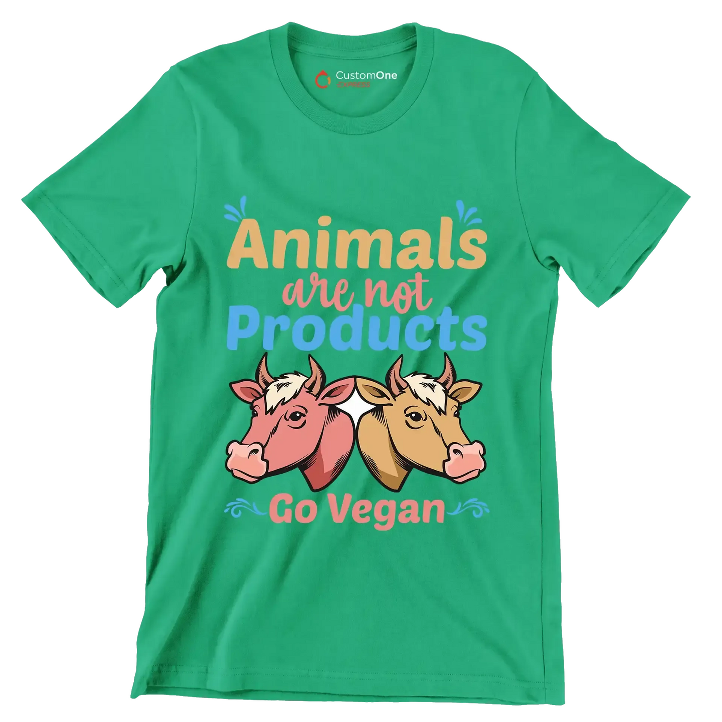 Animals are not products go Vegan - Vegan Themed T-Shirt-Green-S-Custom One Express