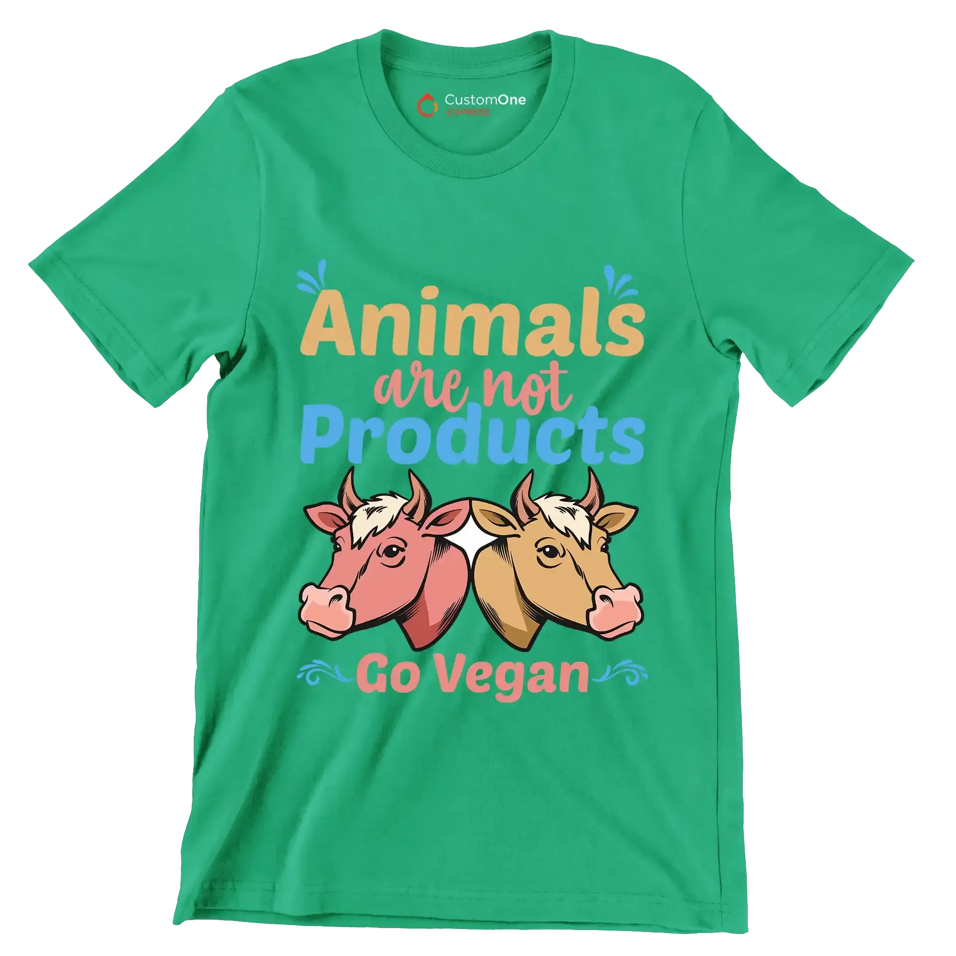Animals are not products go Vegan - Vegan Themed T-Shirt-Green-S-Custom One Express