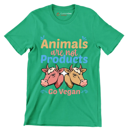 Animals are not products go Vegan - Vegan Themed T-Shirt-Green-S-Custom One Express