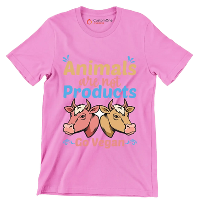 Animals are not products go Vegan - Vegan Themed T-Shirt-Pink-S-Custom One Express