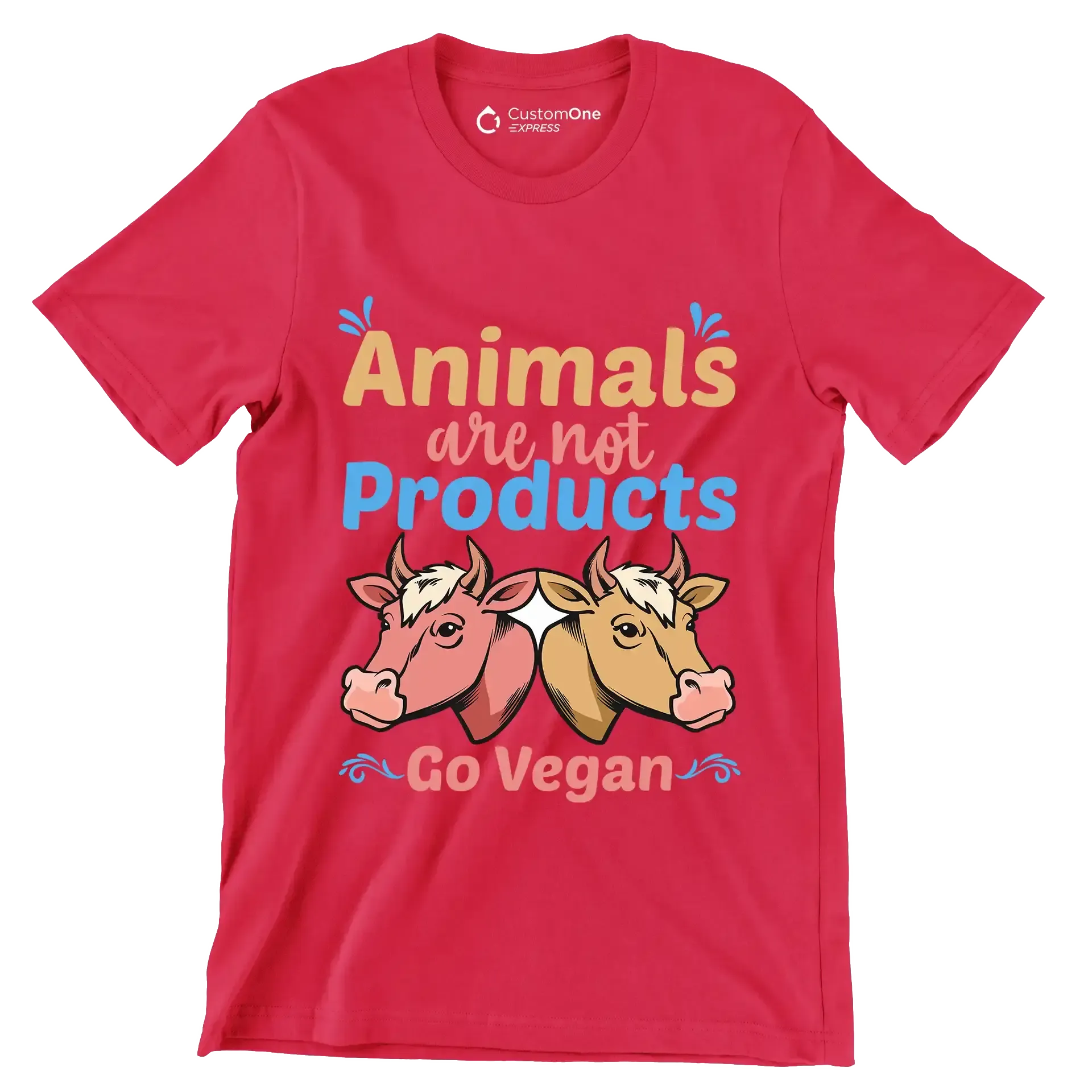 Animals are not products go Vegan - Vegan Themed T-Shirt-Red-S-Custom One Express