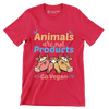 Animals are not products go Vegan - Vegan Themed T-Shirt-Red-S-Custom One Express