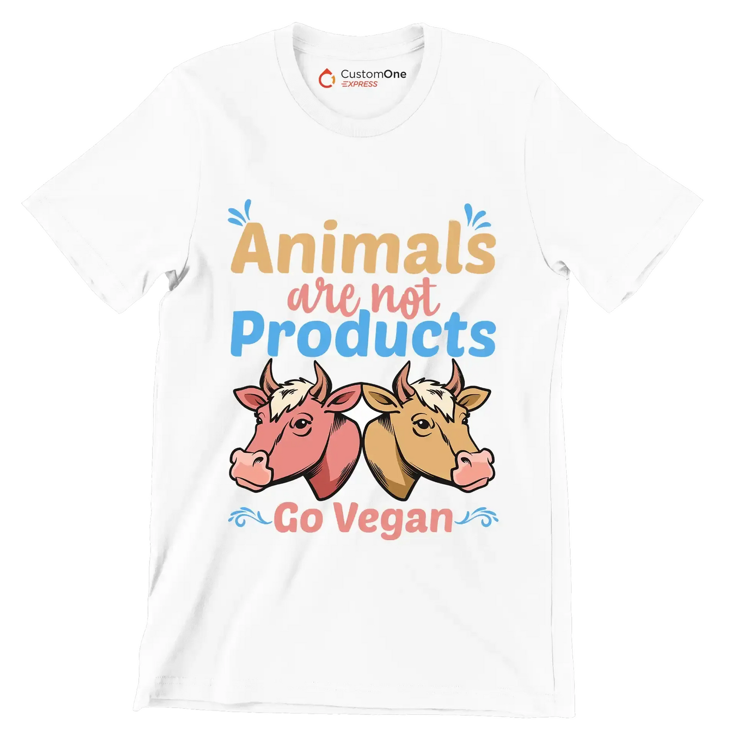 Animals are not products go Vegan - Vegan Themed T-Shirt-White-S-Custom One Express