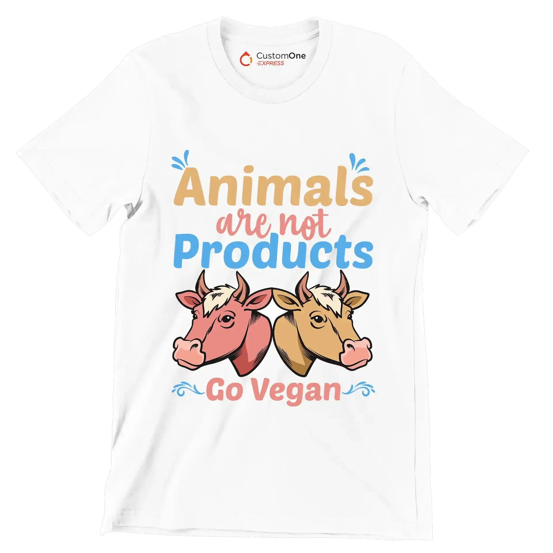 Animals are not products go Vegan - Vegan Themed T-Shirt-White-S-Custom One Express