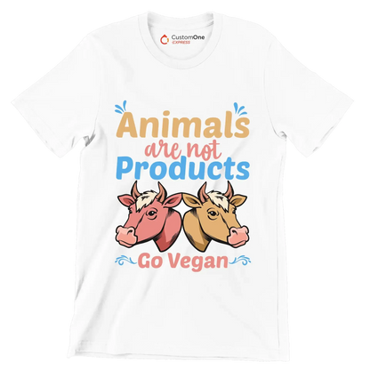 Animals are not products go Vegan - Vegan Themed T-Shirt-White-S-Custom One Express