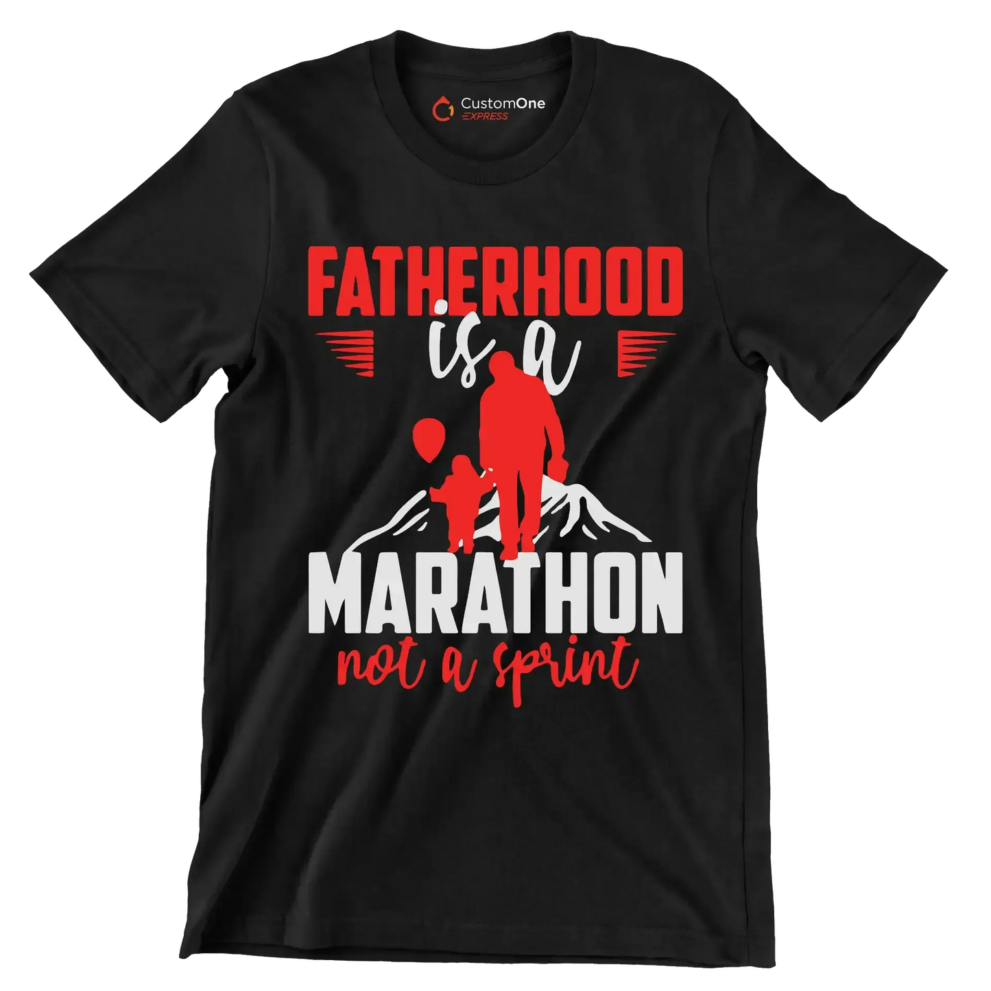 Atherhood is a marathon not a sprint - Father’s Day T-Shirt-Black-S-Custom One Express