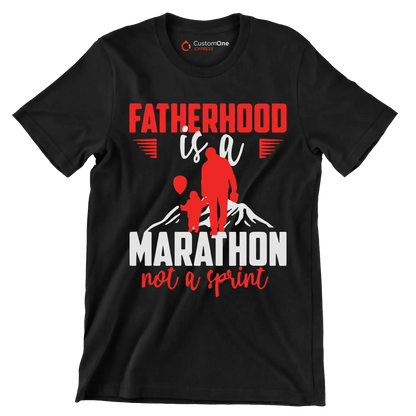 Atherhood is a marathon not a sprint - Father’s Day T-Shirt-Black-S-Custom One Express