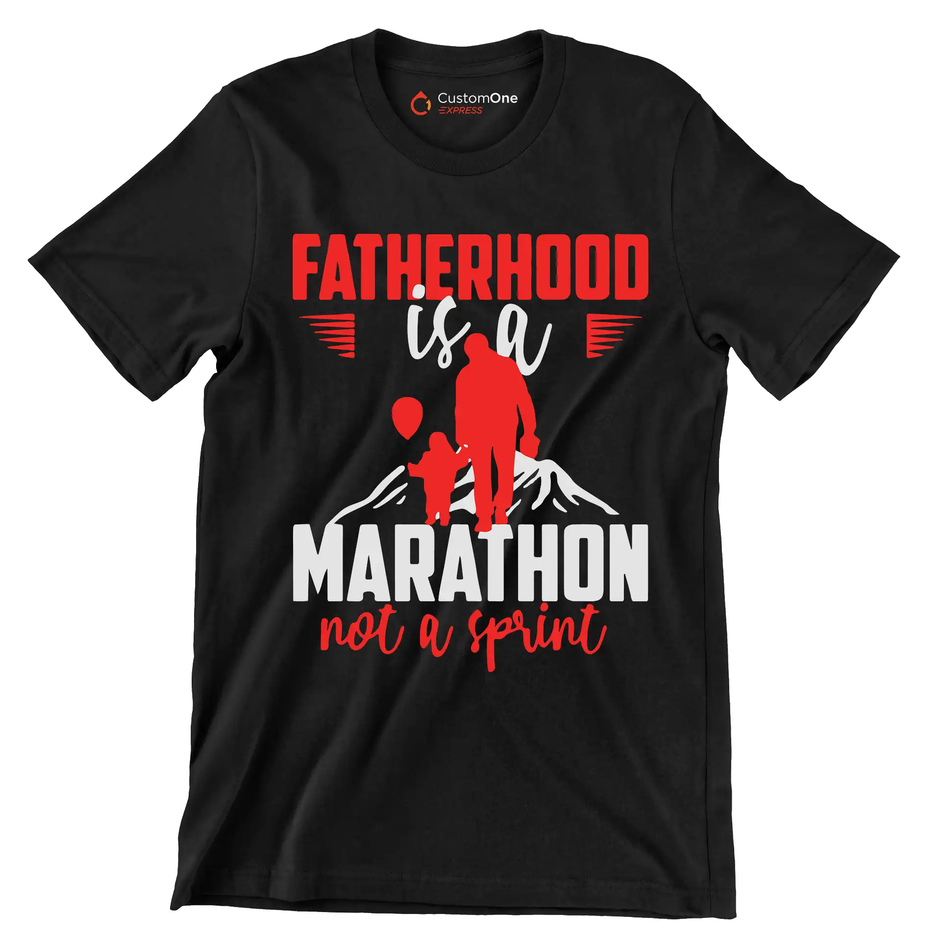 Atherhood is a marathon not a sprint - Father’s Day T-Shirt-Black-S-Custom One Express