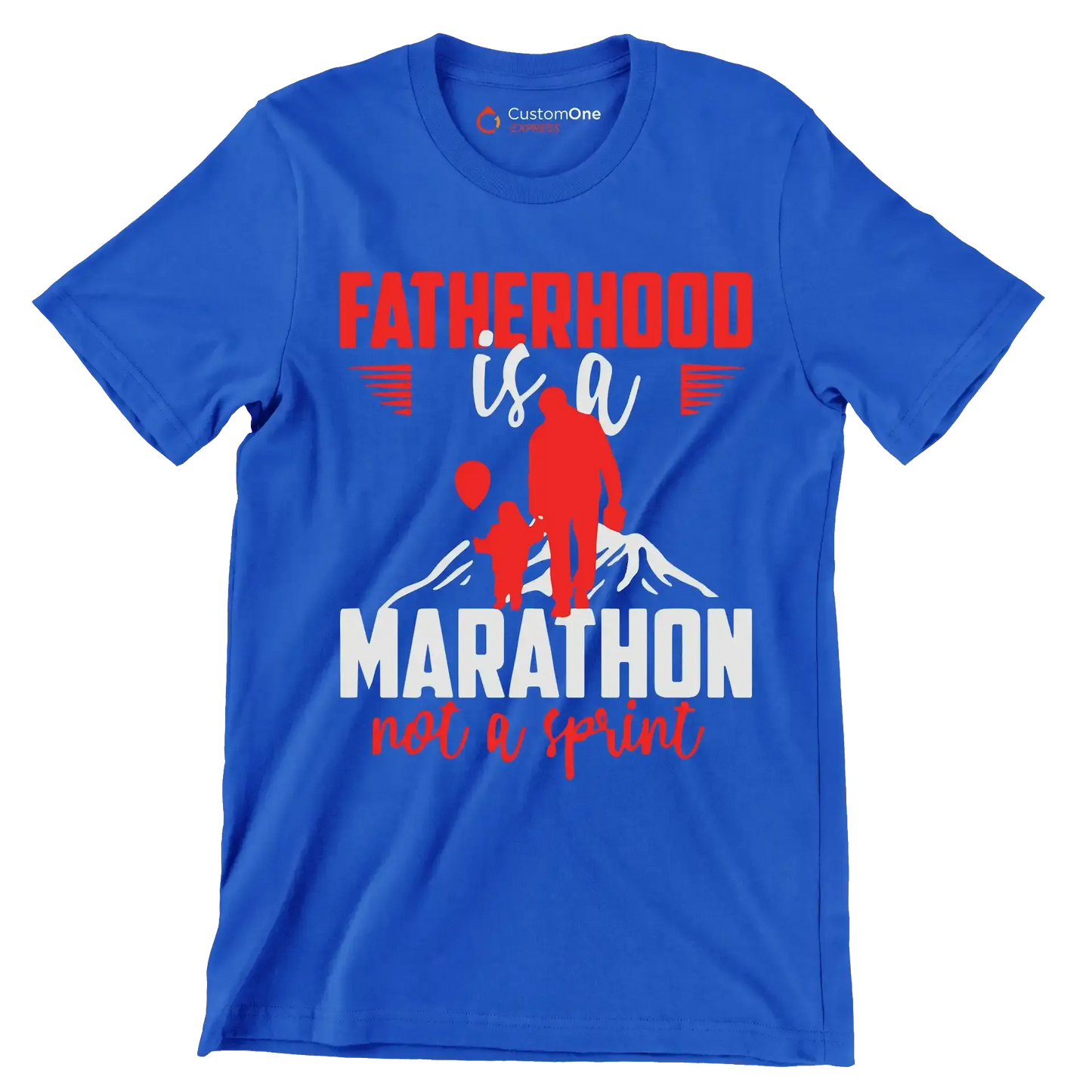 Atherhood is a marathon not a sprint - Father’s Day T-Shirt-Blue-S-Custom One Express