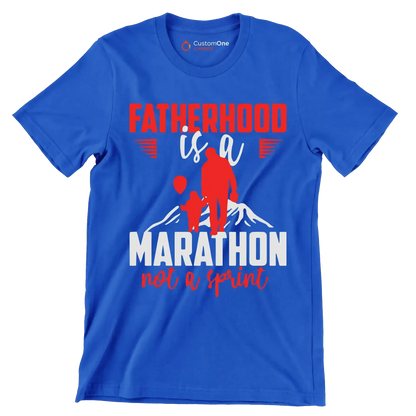 Atherhood is a marathon not a sprint - Father’s Day T-Shirt-Blue-S-Custom One Express