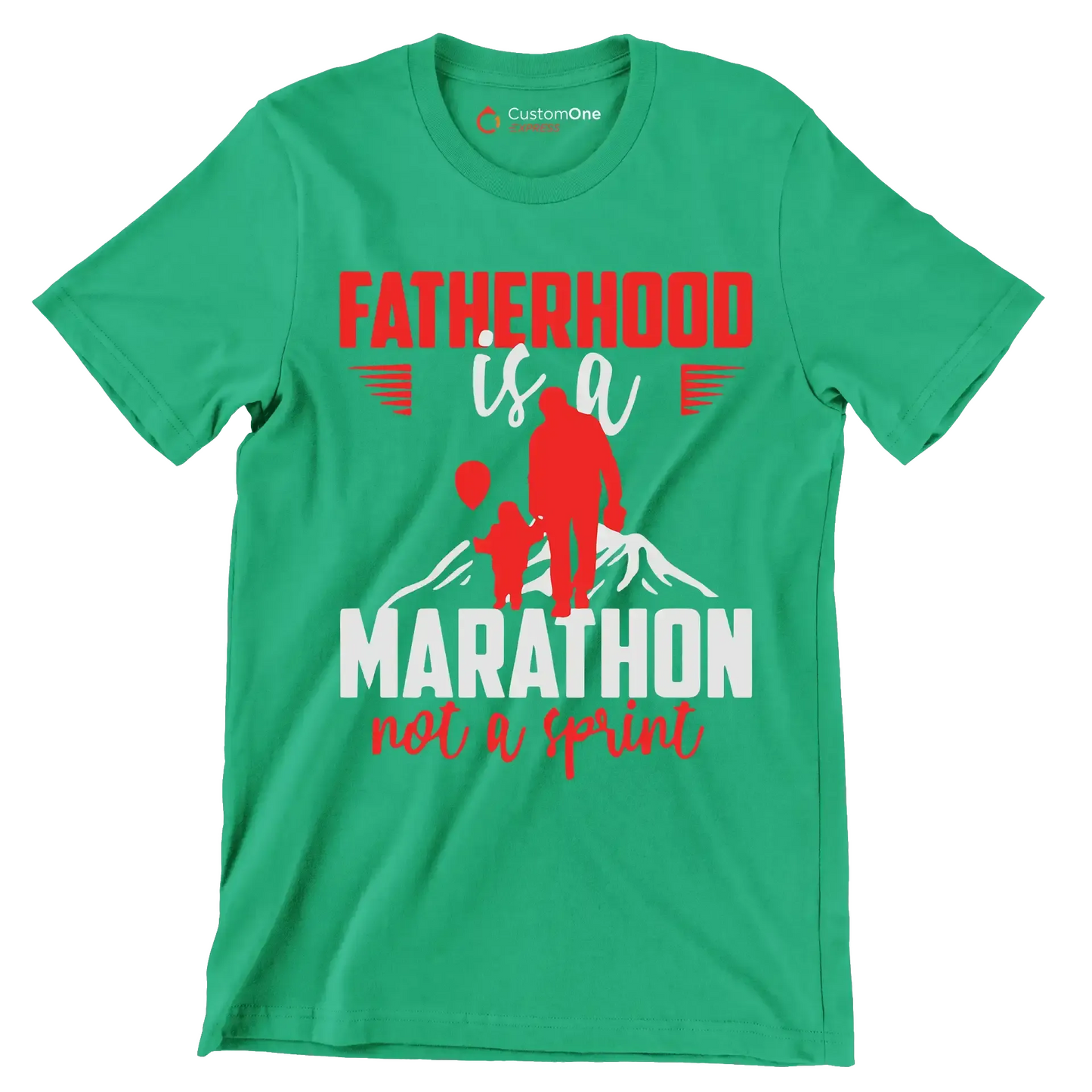 Atherhood is a marathon not a sprint - Father’s Day T-Shirt-Green-S-Custom One Express