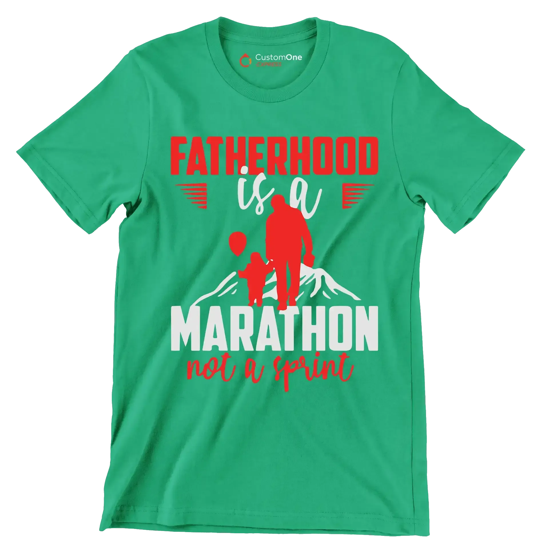 Atherhood is a marathon not a sprint - Father’s Day T-Shirt-Green-S-Custom One Express