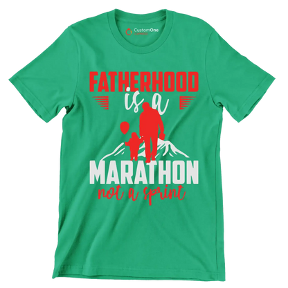 Atherhood is a marathon not a sprint - Father’s Day T-Shirt-Green-S-Custom One Express